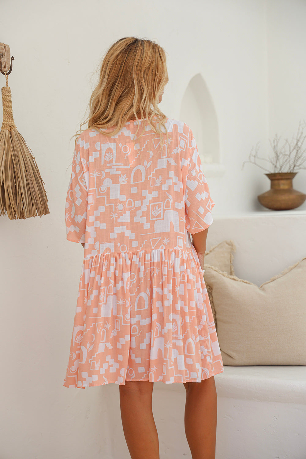 Morocco Tunic Dress - Peach